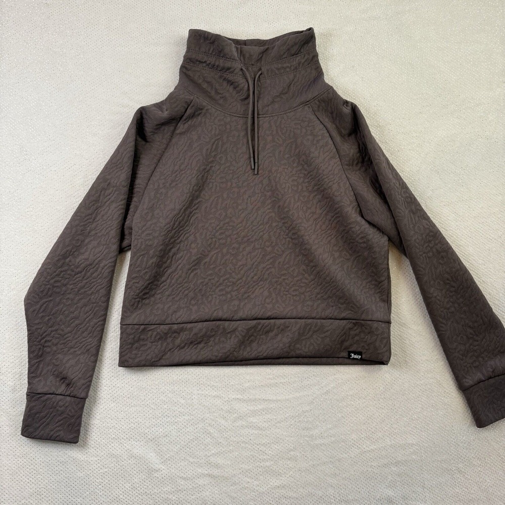 Juicy Couture Sport Crop Top Shirt Cowl Neck Size Medium Textured Funnel Purple